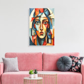 Moderne kubistische Portrait Geometric Wall Art Le Leinwanddruck (Insitu (Wohnzimmer))