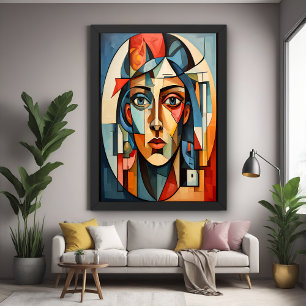 Moderne kubistische Porträt-Geometrie-Poster-Druck Poster