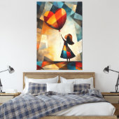 Moderne kubistische Vision von Mädchen mit einem B Leinwanddruck (Insitu (Schlafzimmer))