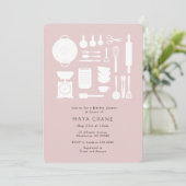Moderne Küche Dusche Rosa Brautparty Einladung (Stehend Vorderseite)