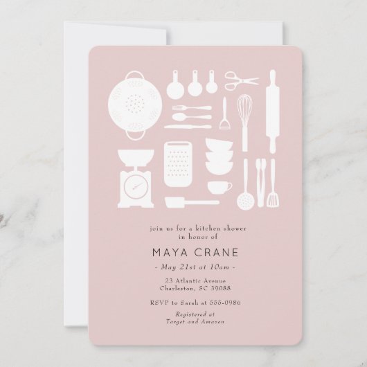 Moderne Küche Dusche Rosa Brautparty Einladung (Vorderseite)