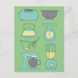 Moderne Küchengeräte Illustration Marketing Postkarte