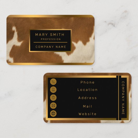 Moderne Kuh Imitate Leather Elegante Collection Visitenkarte (Vorne/Hinten)