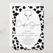 Moderne Kuh Print Western Rodeo Paare Dusche Einladung (Vorne/Hinten)