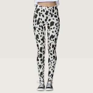 Moderne Kuh-Tierdruck Schwarz-Weiß-Muster Leggings