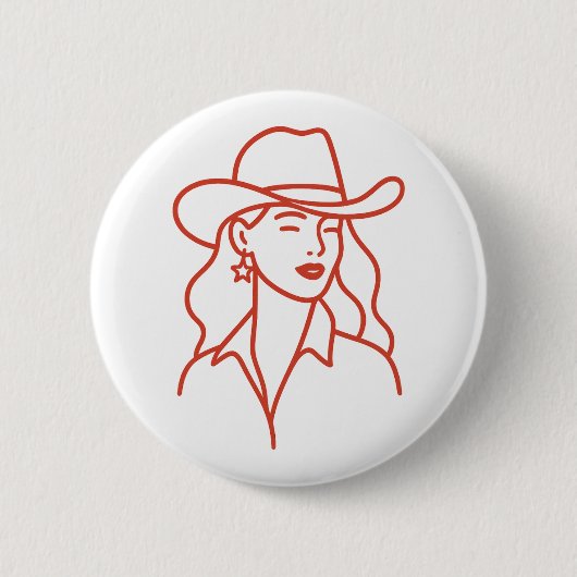 Moderne Kuhgirl-Linienkunst Junggesellinnenabschie Button (Vorderseite)