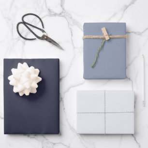 Moderne kühle blaue graue einfarbige Schattierunge Geschenkpapier Set