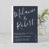 Moderne kühle blaue Hochzeit Foto Silberstreifen Folieneinladung (Stehend vorne)