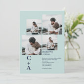 Moderne, kühn blaue Seestreitkräfte 4 Fotos Grid H Einladung (Stehend Vorderseite)