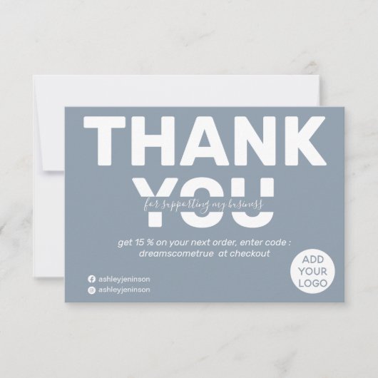 Moderne, kühn staubblaue Ordnung danke (Vorderseite)