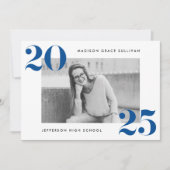 Moderne, kühne 2025 Blue Foto Graduation Party Einladung (Vorderseite)