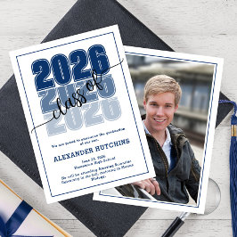 Moderne kühne Abschlussklasse 2026 Navy Blau Absch Ankündigung