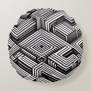 Moderne, kühne, abstrakte monochrome geometrische rundes kissen