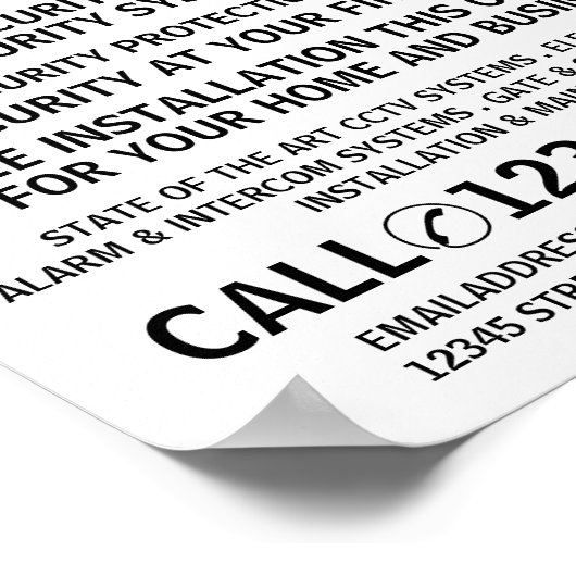 Moderne, kühne, CCTV-Sicherheitswerbung Poster (Ecke)