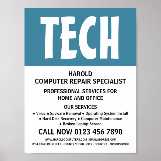 Moderne, kühne Computerreparaturspezialwerbung Poster (Vorne)
