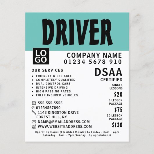 Moderne, kühne Fahrschule, Lehrerwerbung Flyer (Vorne)