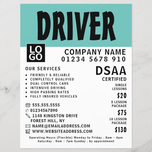 Moderne, kühne Fahrschule, Lehrerwerbung Flyer (Vorne)