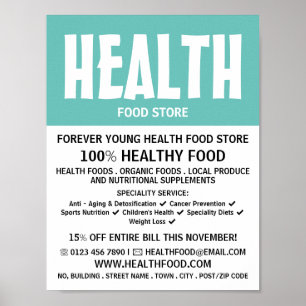 Moderne kühne, Health Food Store-Werbung Poster