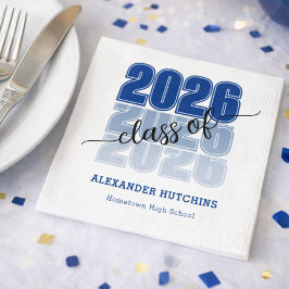 Moderne kühne Klasse 2026 Navy Blau Abschlussfeier Serviette
