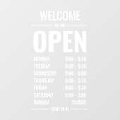 Moderne, kühne Ladengrüße Öffnungszeiten Fensteraufkleber (Blatt)