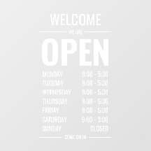 Moderne, kühne Ladengrüße Öffnungszeiten