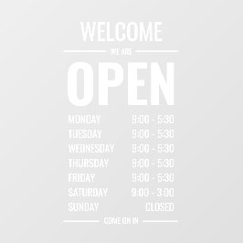 Moderne, kühne Ladengrüße Öffnungszeiten Fensteraufkleber