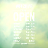 Moderne, kühne Ladengrüße Öffnungszeiten Fensteraufkleber (Blatt 3)