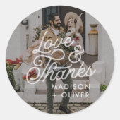 Moderne kühne Liebe und Dank Foto Wedding Runder Aufkleber (Vorderseite)