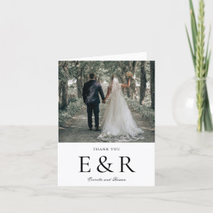 Moderne, kühne Monogramm-Foto-Minimalist-Hochzeit Dankeskarte