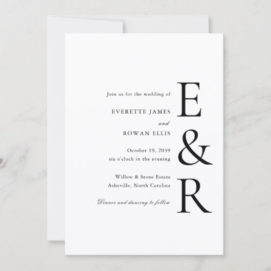 Moderne, kühne Monogramm-Minimalismus-Hochzeit Einladung (Vorderseite)