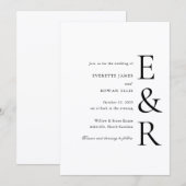 Moderne, kühne Monogramm-Minimalismus-Hochzeit Einladung (Vorne/Hinten)