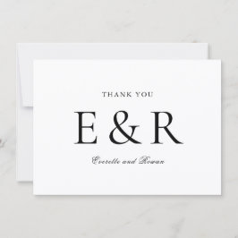Moderne, kühne Monogramm-Minimalist-Hochzeit Dankeskarte