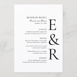 Moderne, kühne Monogramm-Minimalist-Hochzeit Menükarte