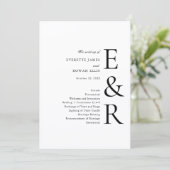 Moderne, kühne Monogramm-Minimalist-Hochzeit Programm (Stehend Vorderseite)