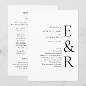 Moderne, kühne Monogramm-Minimalist-Hochzeit Programm (Vorne/Hinten)