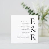 Moderne, kühne Monogramm-Minimalist-Hochzeit Save The Date (Stehend Vorderseite)
