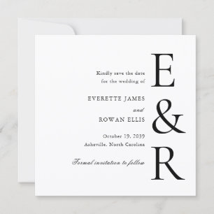 Moderne, kühne Monogramm-Minimalist-Hochzeit Save The Date