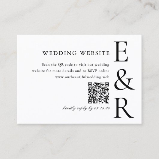 Moderne, kühne Monogramm-Minimalist- QR-Code-Hochz Begleitkarte (Vorderseite)