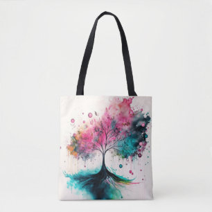 Moderne & kühne mystische Baum (blau, rosa, orange Tasche