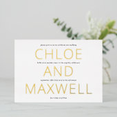 Moderne, kühne Namen Minimialist Wedding Einladung (Stehend vorne)