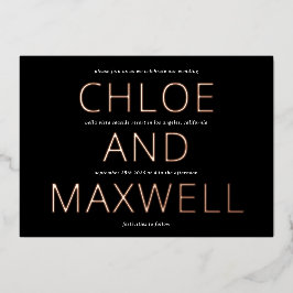 Moderne, kühne Namen Minimialist Wedding Einladung