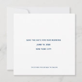 Moderne kühne preußische Blue Big Date Wedding Save The Date (Rückseite)