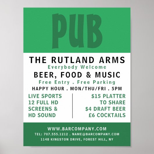 Moderne, kühne, Pub/Brauerei Werbung Poster (Vorne)