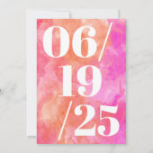 Moderne, kühne, rosa und orangefarbene Graduierung Einladung (Rückseite)