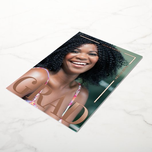 Moderne kühne Rose Gold Grad Foil Einladung (Gedreht)