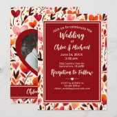 Moderne, kühne, rote Herzmuscheln Blogs Einladung (Vorne/Hinten)