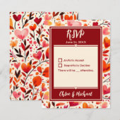 Moderne, kühne, rote Herzmuscheln Blogs RSVP Karte (Vorne/Hinten)