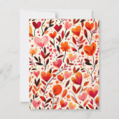 Moderne, kühne, rote Herzmuscheln Blogs RSVP Karte (Rückseite)