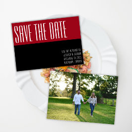Moderne, kühne, schwarze Foto Hochzeit Save The Date