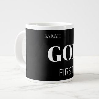 Moderne kühne schwarze Gott zuerst Glaubensspruch  Jumbo-Tasse